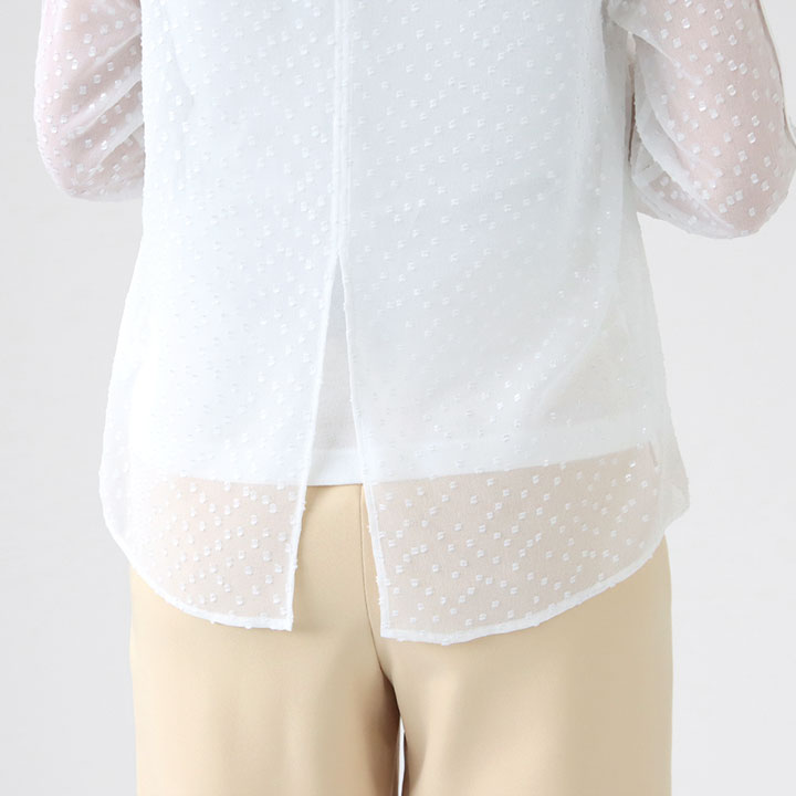 Ballsey(ボールジィ) フォイルカットジャカード Vボートネックブラウス