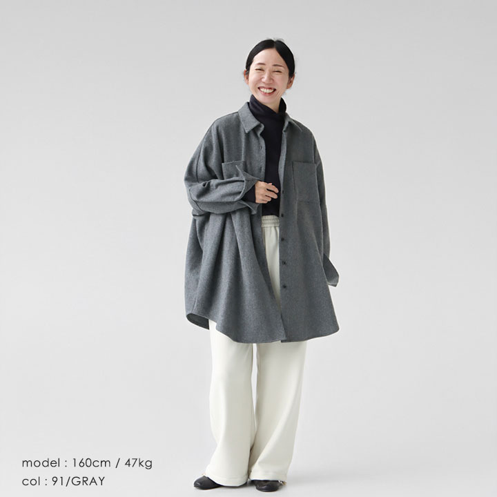 mizuiro ind ミズイロインド｜ポケット付きワイドシャツ 4-230063の