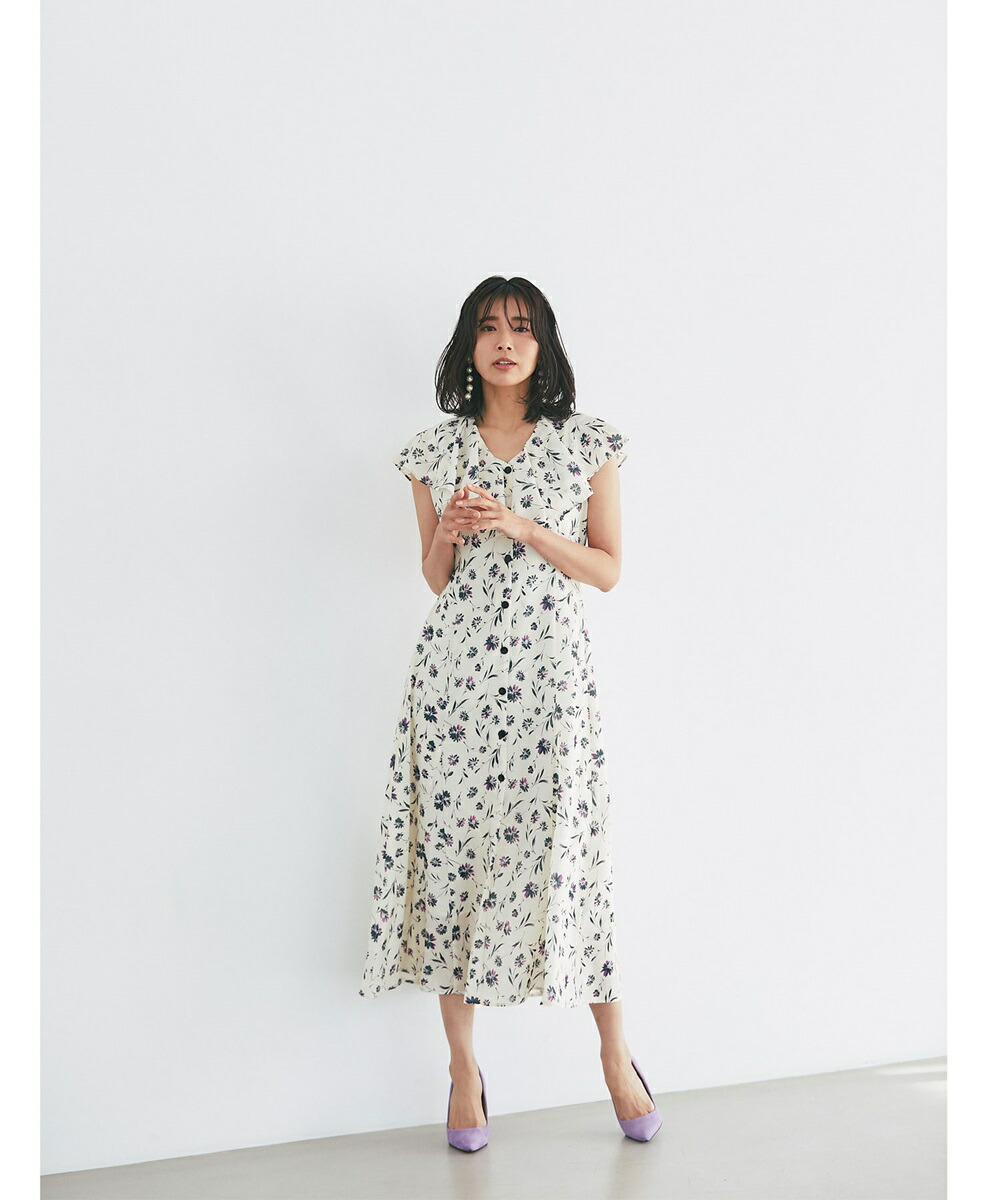 美香さんコラボ】フラワーフリルカラーワンピース