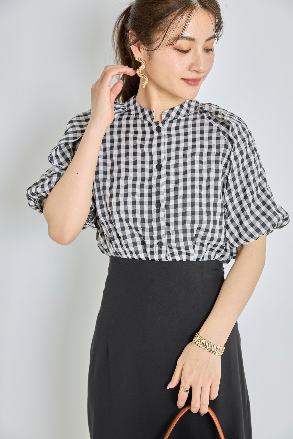 ギンガムチェックブラウス