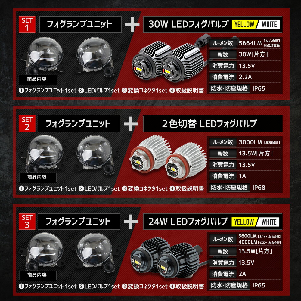 デリカミニ 専用 フォグランプユニット + LEDバルブ [30Wホワイト or 2