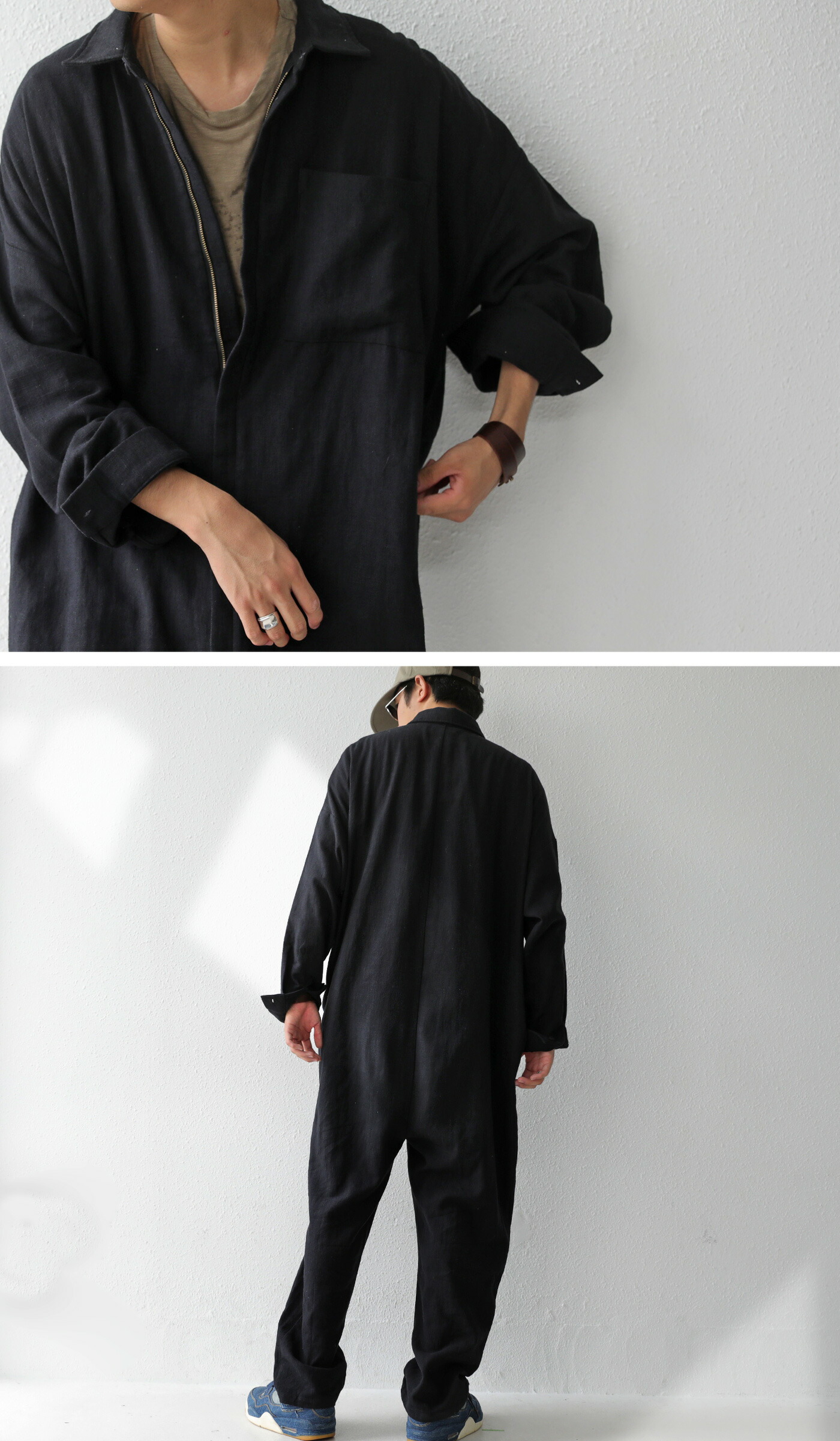 ジャンプスーツ リネン オールインワン メンズ 麻 送料無料・再販