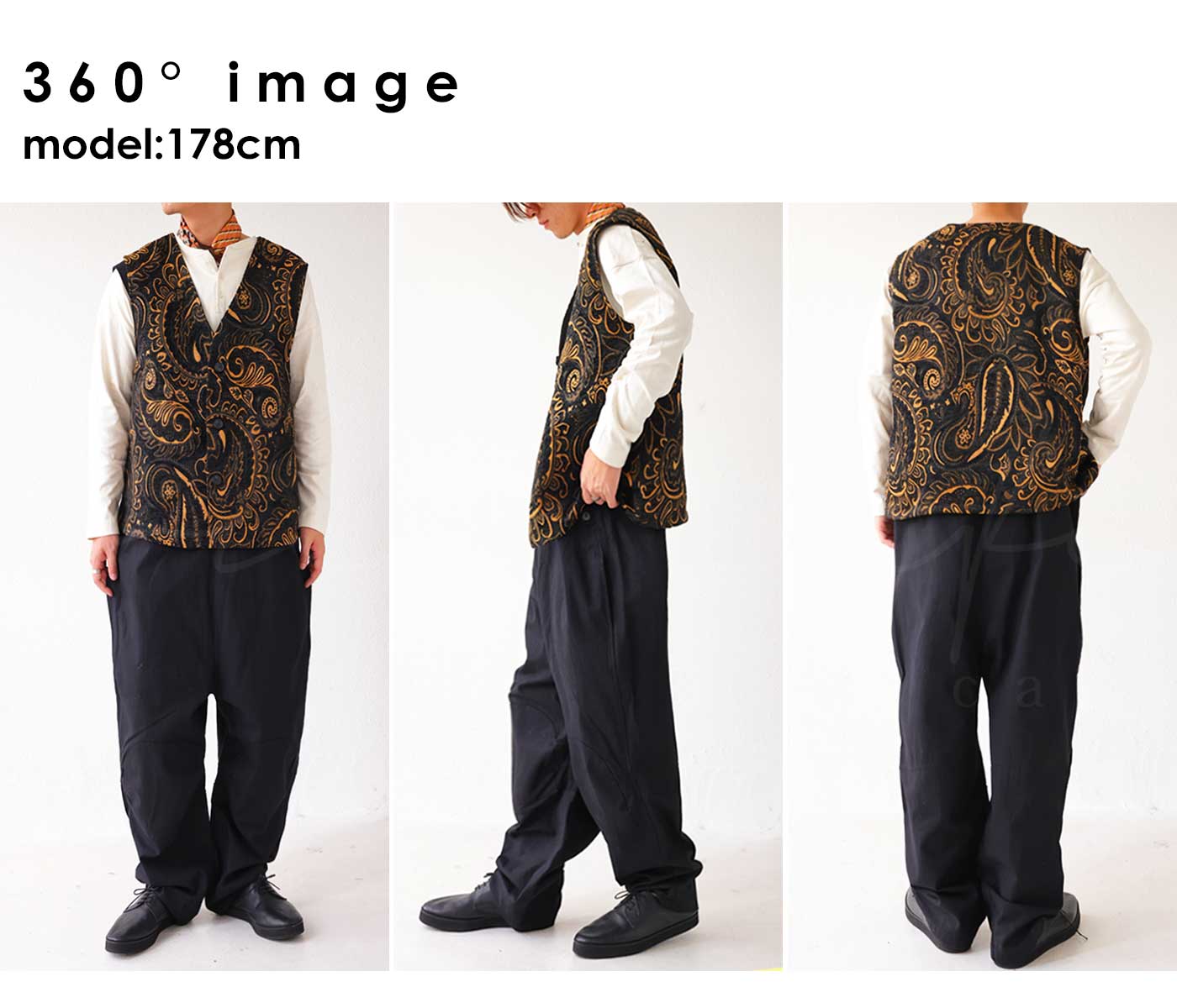 ジャガード織り ペイズリー柄ベスト ベスト メンズ 送料無料・再販