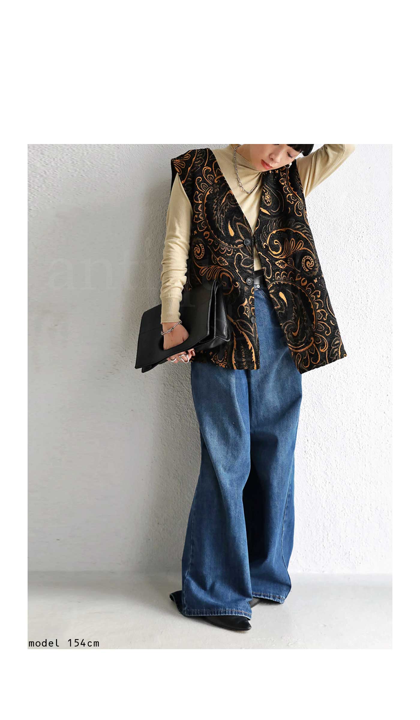 ジャガード織り ペイズリー柄ベスト ベスト レディース 送料無料・再販