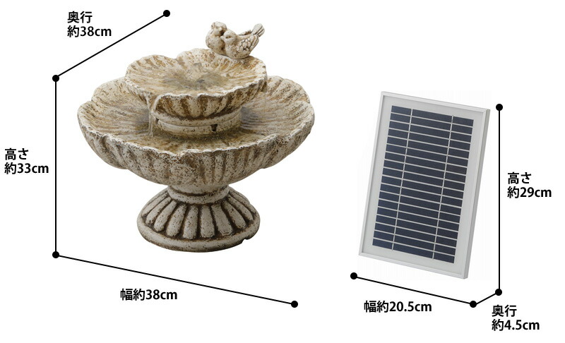ソーラーファウンテン バードバス /A: デコレーション｜青山ガーデン