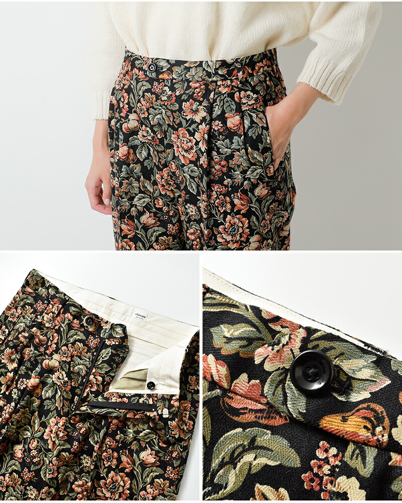 楽天市場】chimala チマラ フローラル ヘリンボーン トラウザー パンツ