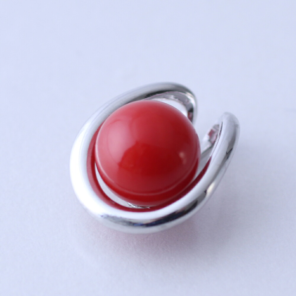 楽天市場】≪1年保証付き≫ 地中海産赤珊瑚6.5ミリ玉K18WGペンダント