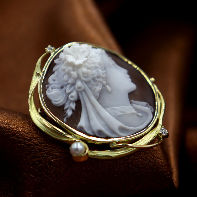 楽天市場】カメオ ブローチ ネックレス フローラ 立体彫刻のシェル