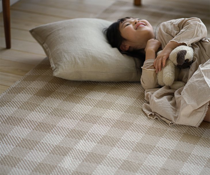 楽天市場】洗える 軽量ラグ ブロックチェック 185×185cm cucan