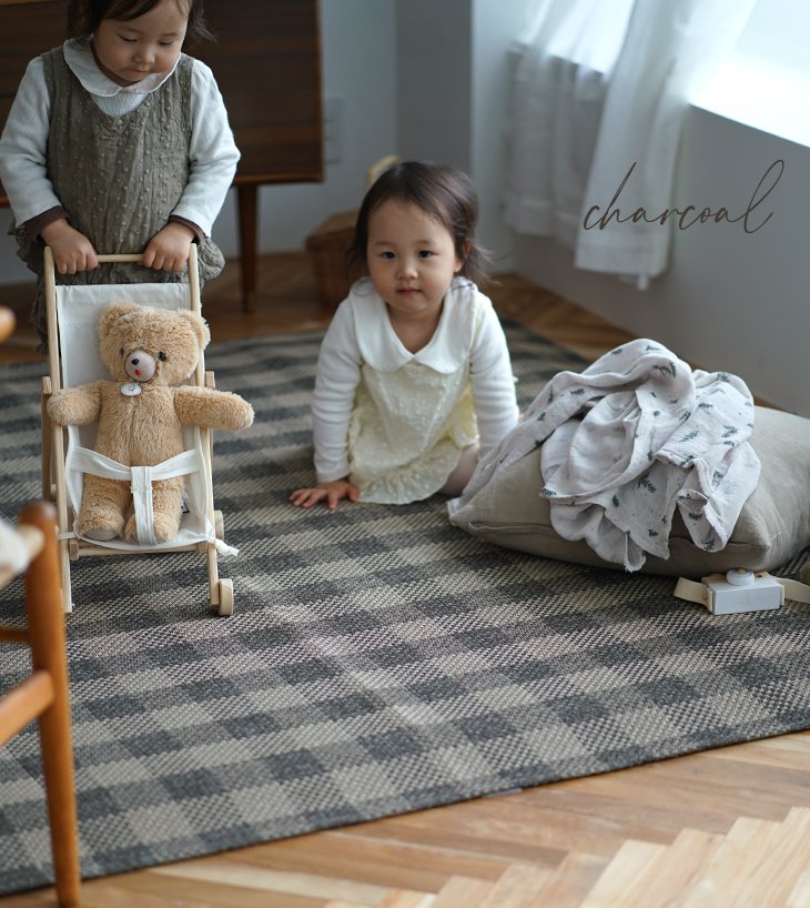 楽天市場】洗える 軽量ラグ ブロックチェック 185×185cm cucan