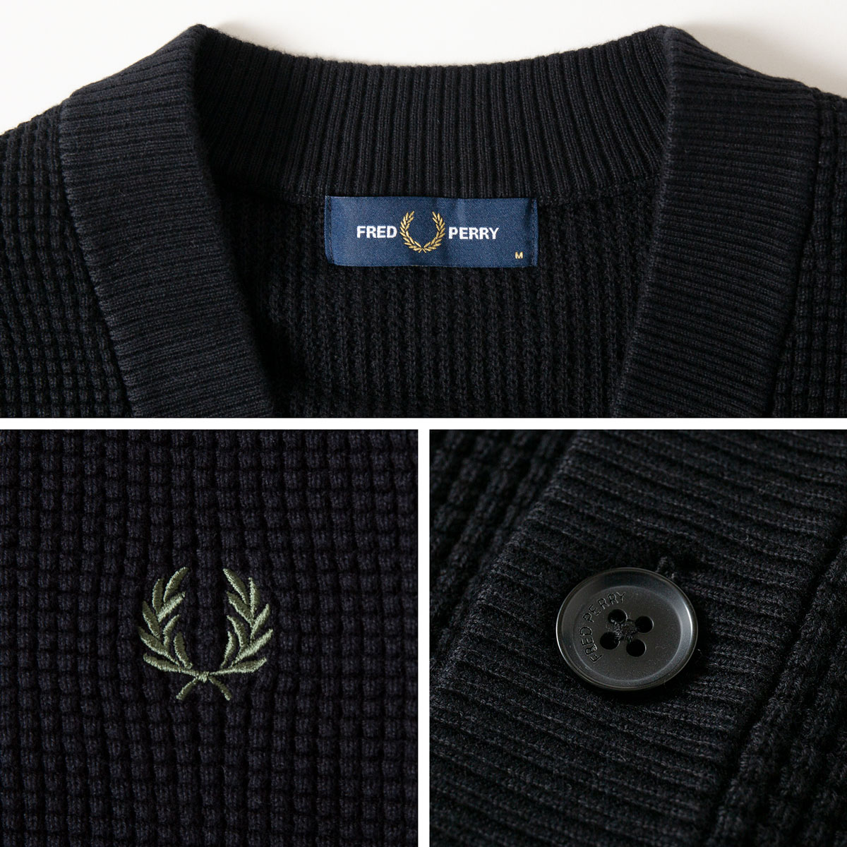 フレッドペリー FRED PERRY ワッフル ステッチ カーディガン K6508