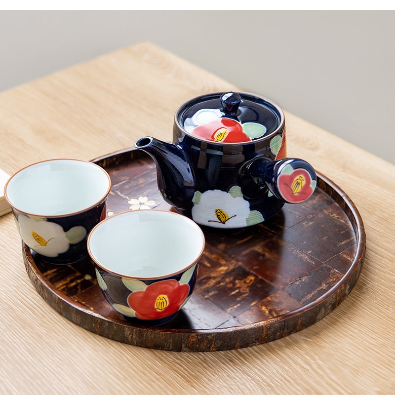 楽天市場】有田焼 波佐見焼 手描 釉彩椿 ルリ色 茶器セット 急須1個+