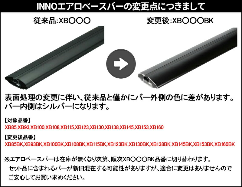 楽天市場】INNO XB108BK エアロベースバー 長さ1075mm/1本入り 極限の