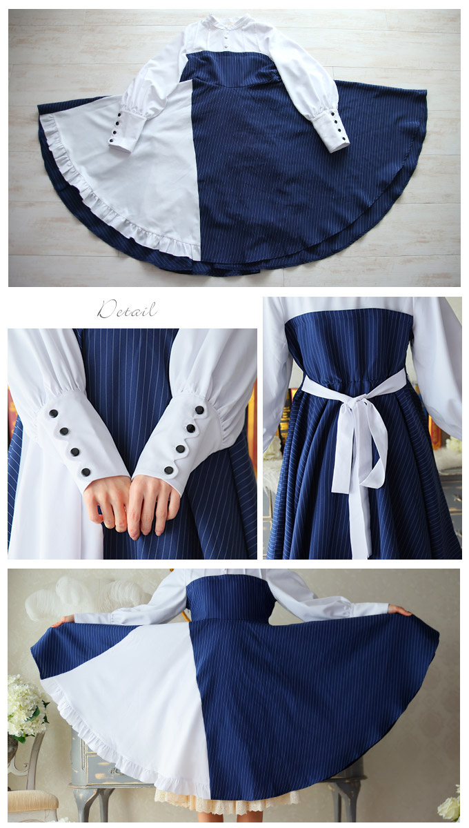 ワンピース ミディアム丈 ストライプ クラシカル ＊Favoriteオリジナル