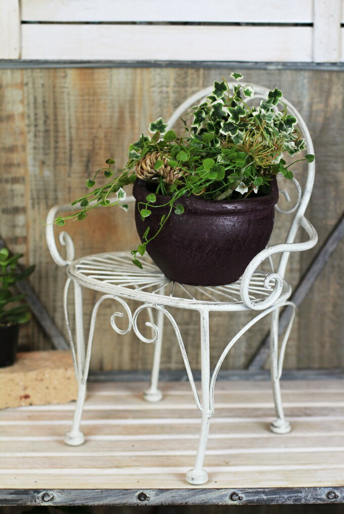 ガーデニング雑貨 アンティーク チェア型 フラワースタンド 花台