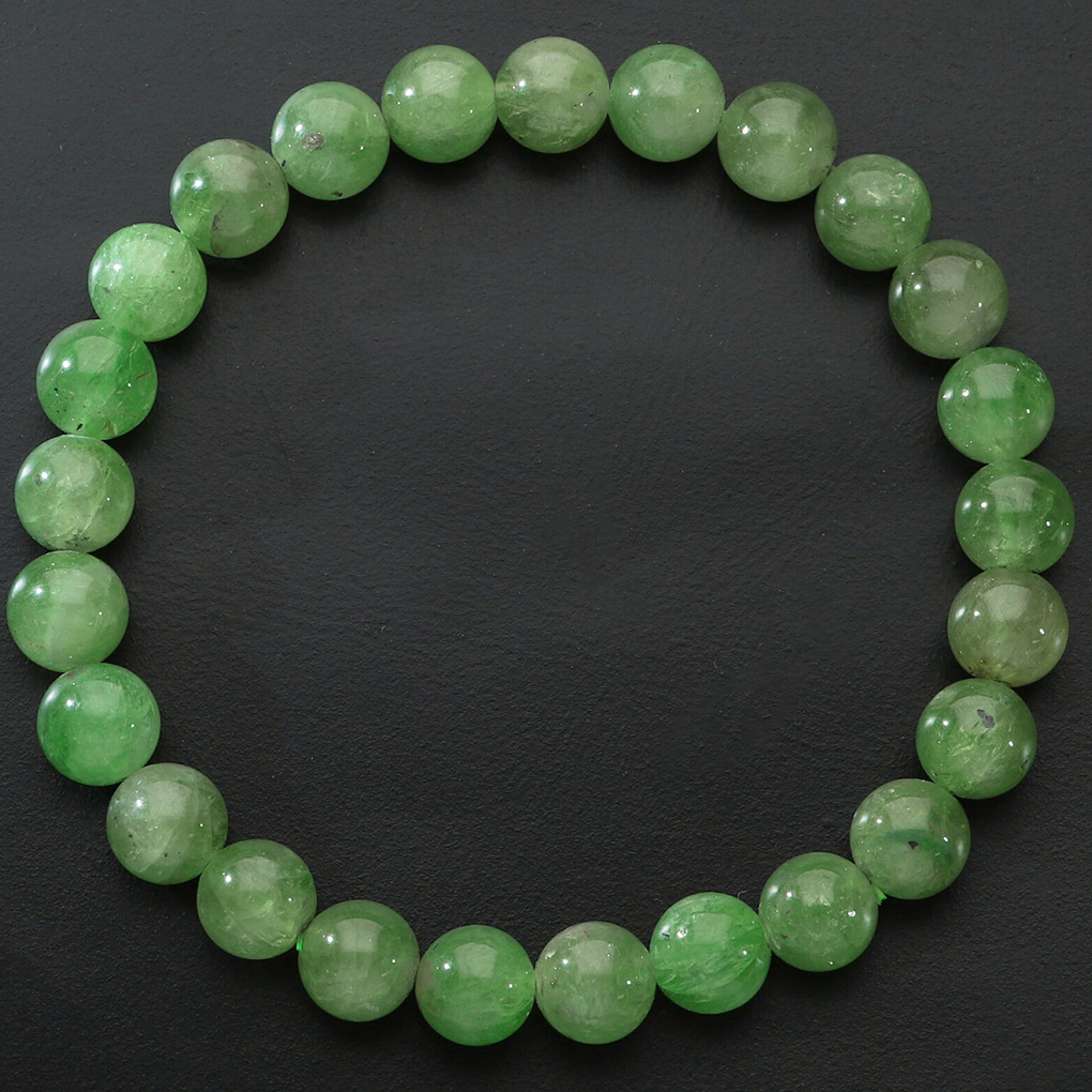 高品質 グリーンガーネット ブレスレット 7.5mm 18cm メンズ M