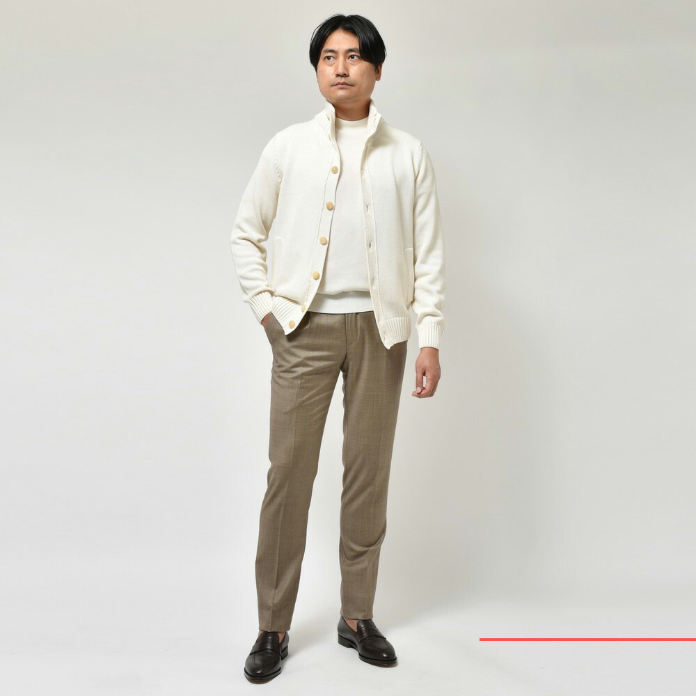 ZANONE（ザノーネ）5ゲージコットンスタンドカラーニットカーディガン