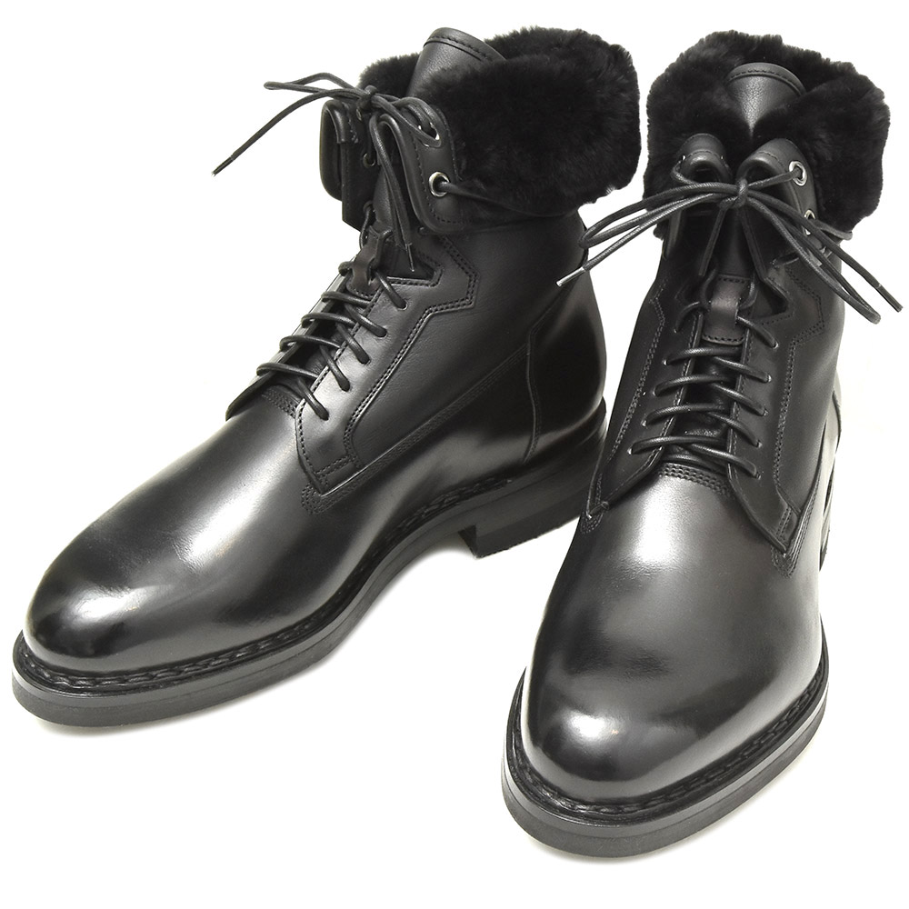 SANTONI（サントーニ）プレーントゥレースアップムートンブーツ