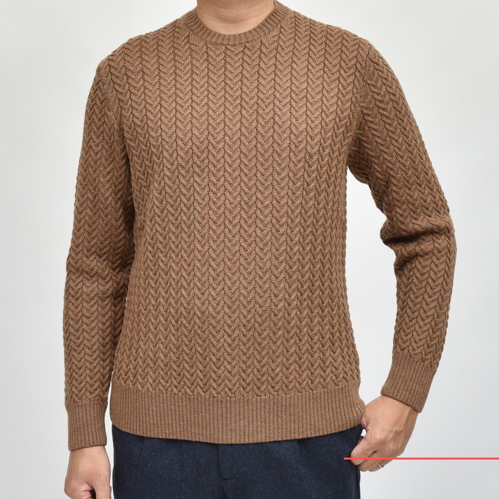 ZANONE（ザノーネ）ミドルゲージウールケーブルクルーネックニット