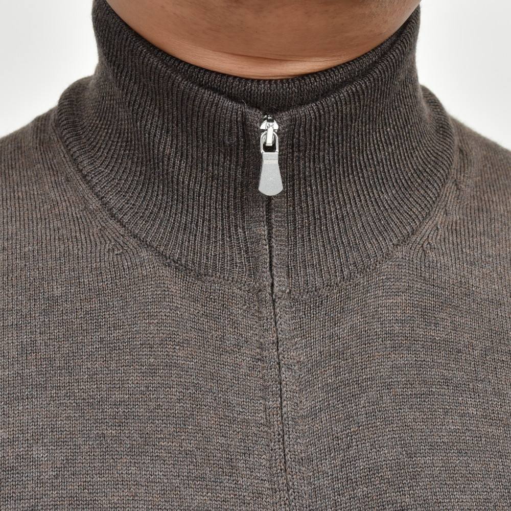 GRAN SASSO（グランサッソ）12ゲージウールスタンドカラージップニット