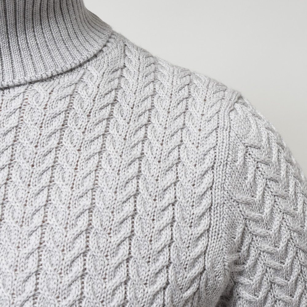 ZANONE（ザノーネ）7ゲージウールヘリンボーンケーブルタートルネック