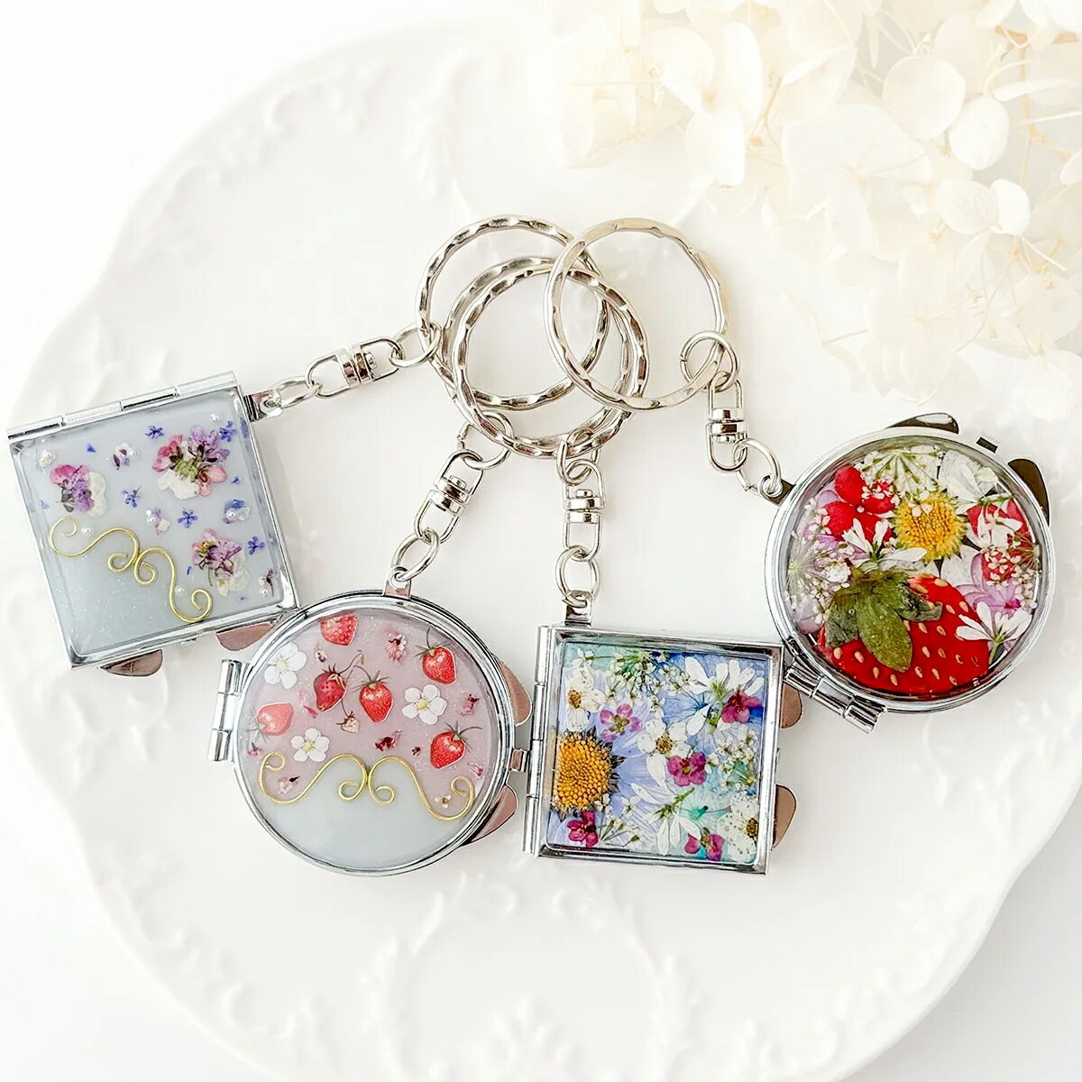 両面コンパクトミラー キーホルダー金具 - 手作り雑貨屋 * 雑貨好き