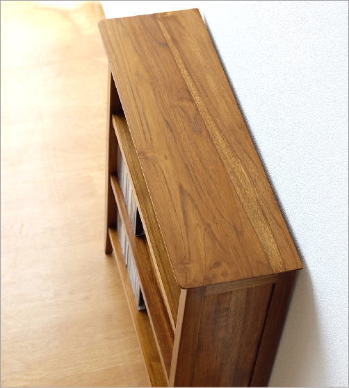 楽天市場】チーク無垢材 CDラック 文庫本本棚 薄型 スリム 天然木製