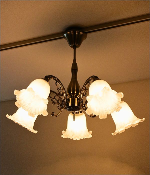 KOIZUM アンティーク シャンデリア 6灯 フラワー シェード KOIZUM