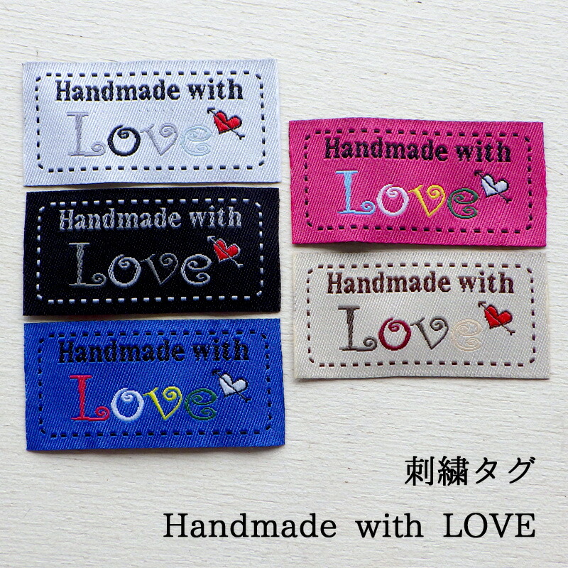 楽天市場】ハンドメイド タグ 刺繍 Handmade with LOVE ピスネーム手芸