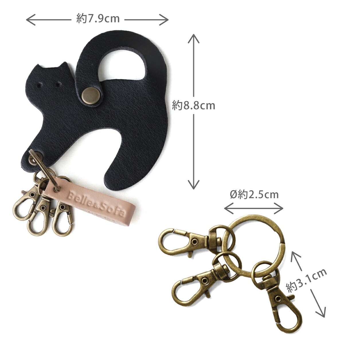 キーホルダー 猫 ねこ 三毛猫 ベルト バッグ ループ ストラップ ギフト