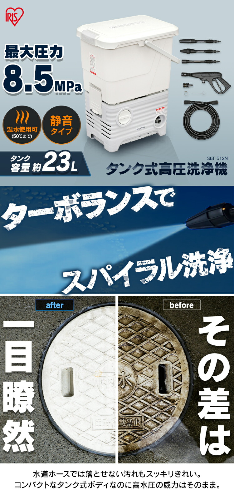 タンク式高圧洗浄機 ホワイト SBT-512N