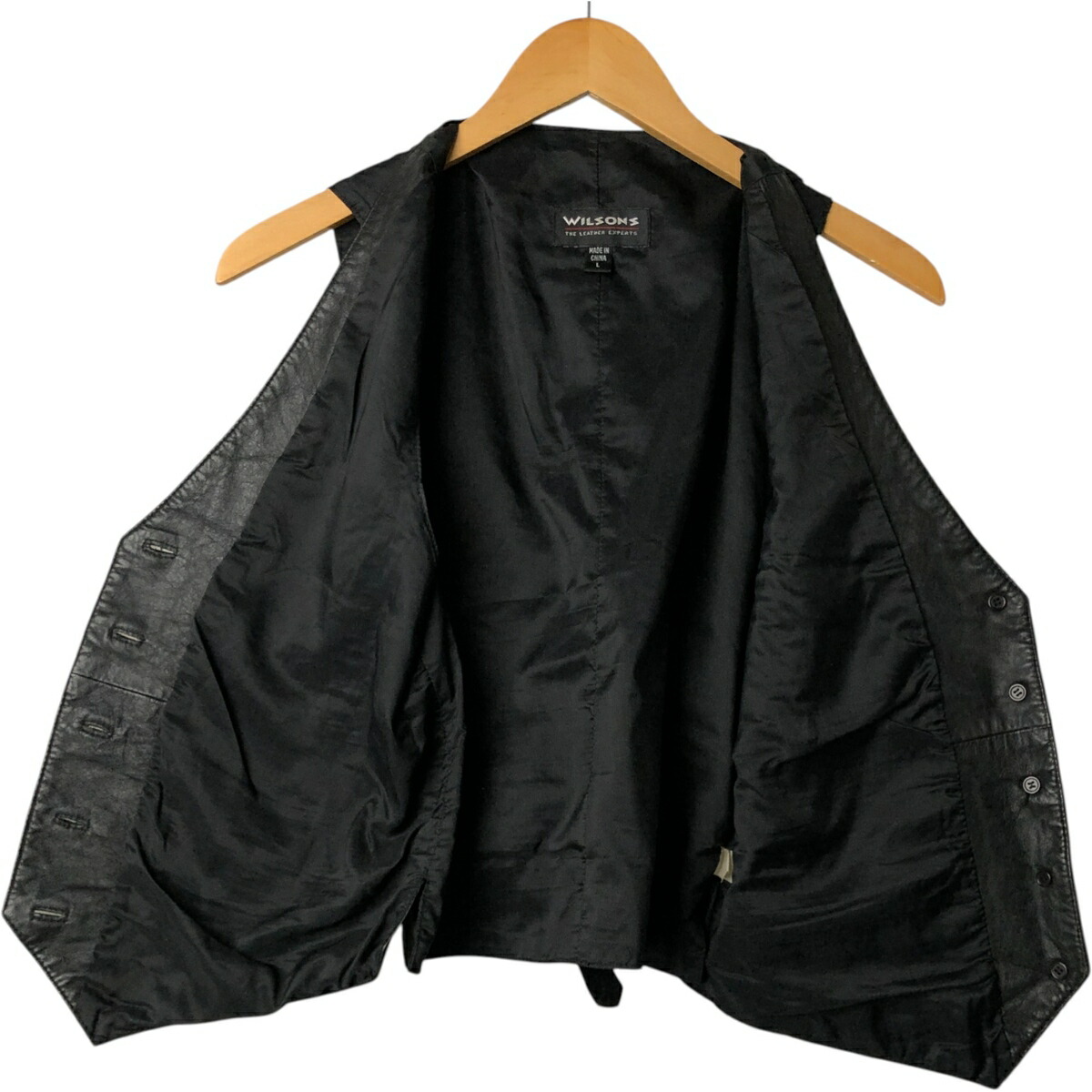 古着 80年代 ウィルソンズレザー WILSONS LEATHER 前開き レザーベスト