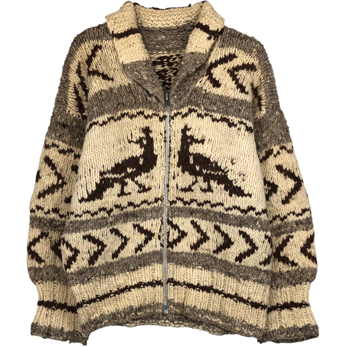 古着 ～70年代 UNKNOW 総柄 カウチンセーター メンズM相当