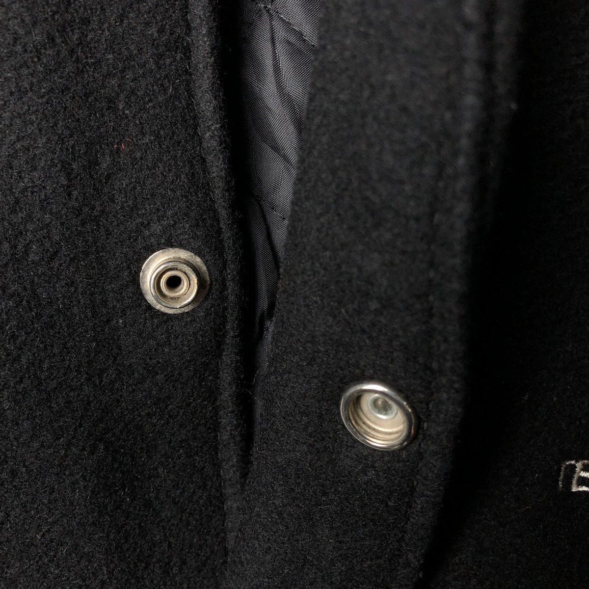 古着 90年代 NEW LANDER 中綿入り 袖革ウールボタンスタジャン バー