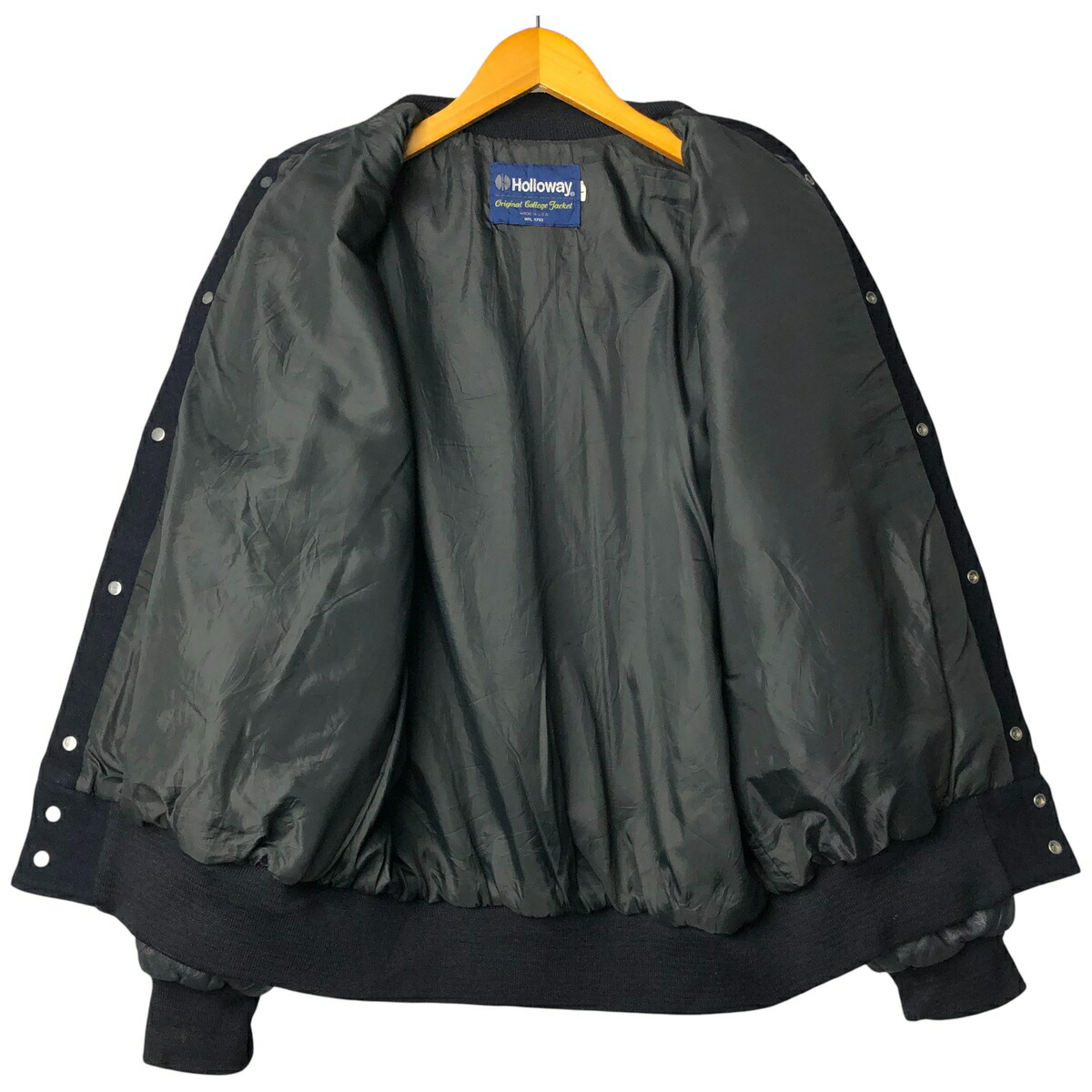 古着 90年代 ホロウェイ Holloway 袖革ウールボタンスタジャン バー