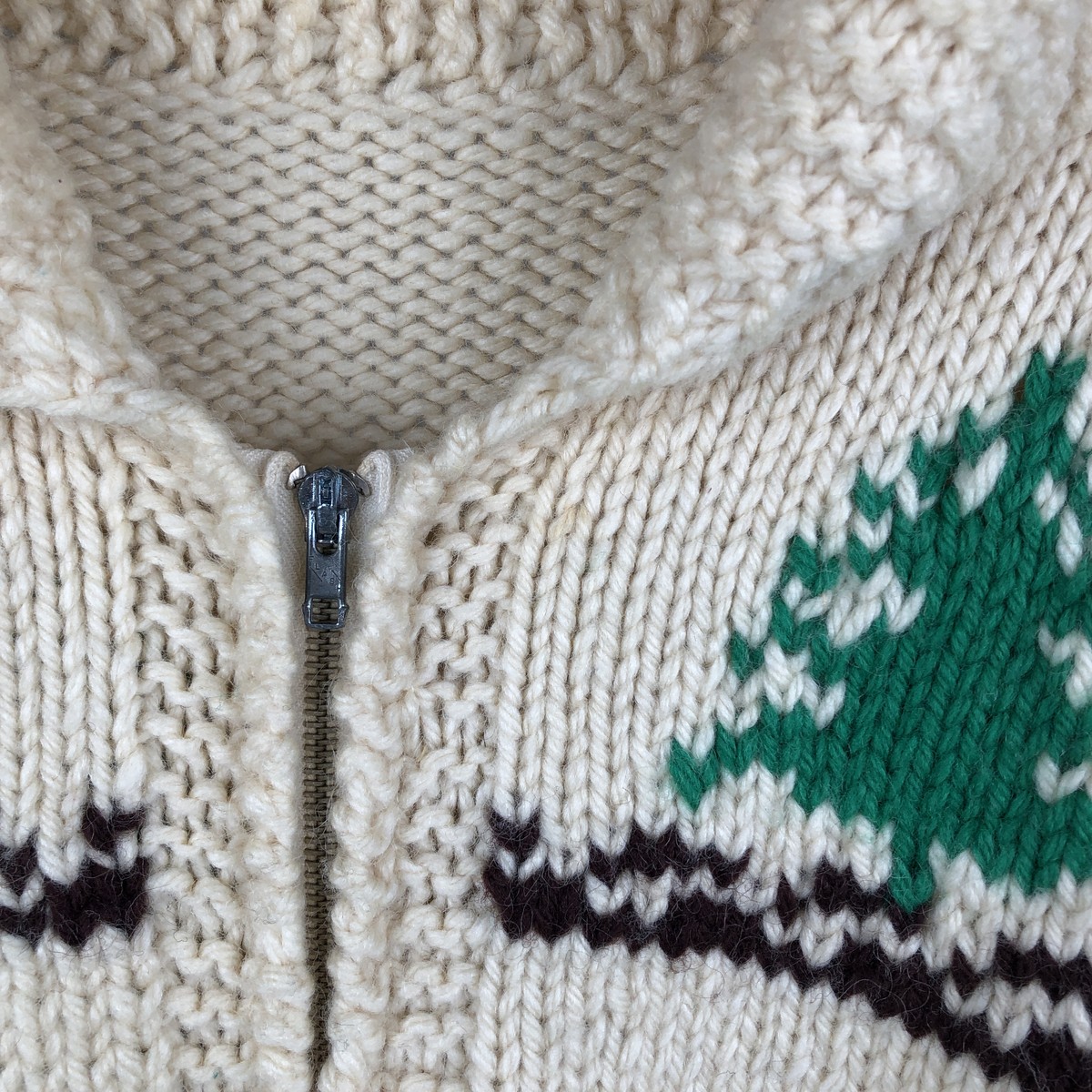 古着 50～60年代 総柄 トナカイ柄 カウチンセーター メンズXL相当