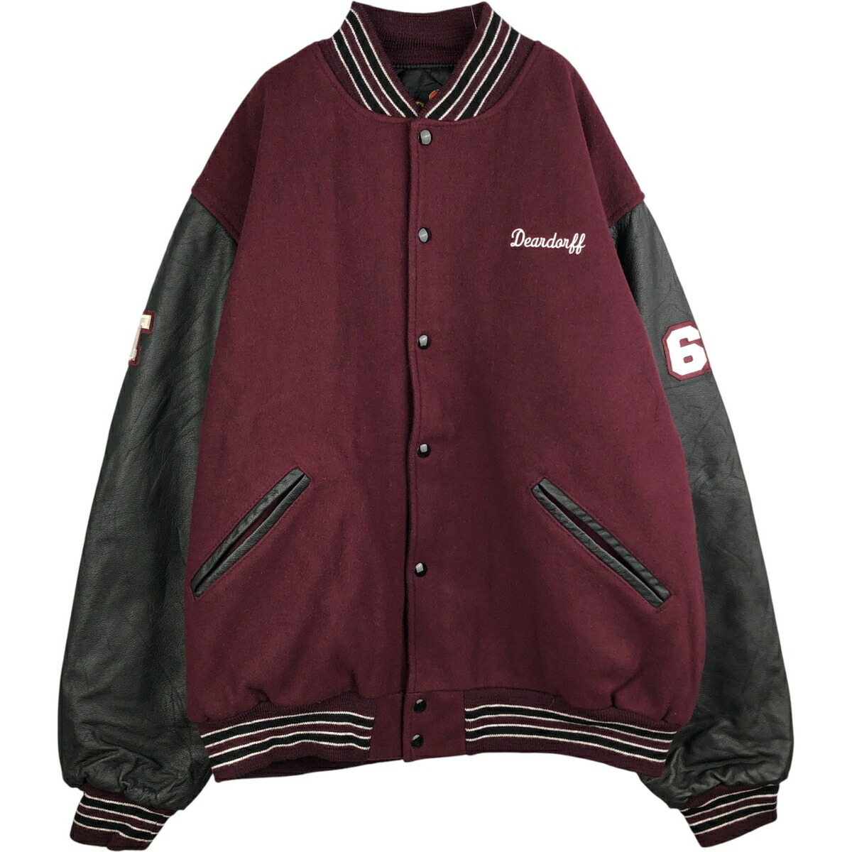 古着 90年代 GAME Sportswear 中綿入り 袖革ウールボタンスタジャン