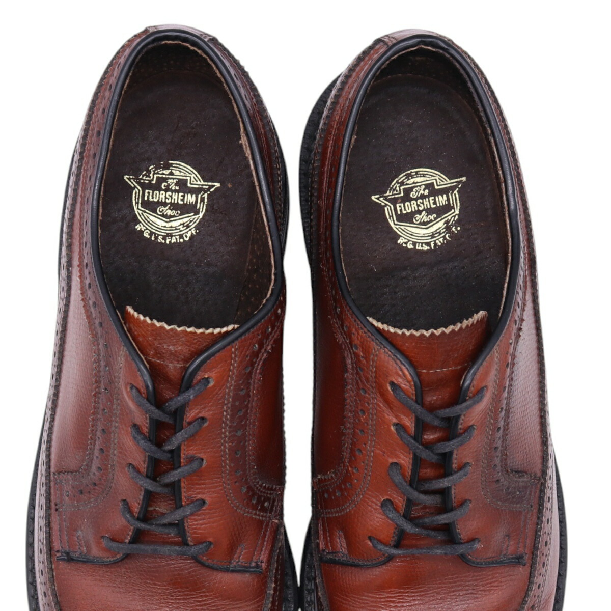 古着 70年代 フローシャイム Florsheim ウイングチップシューズ 10D