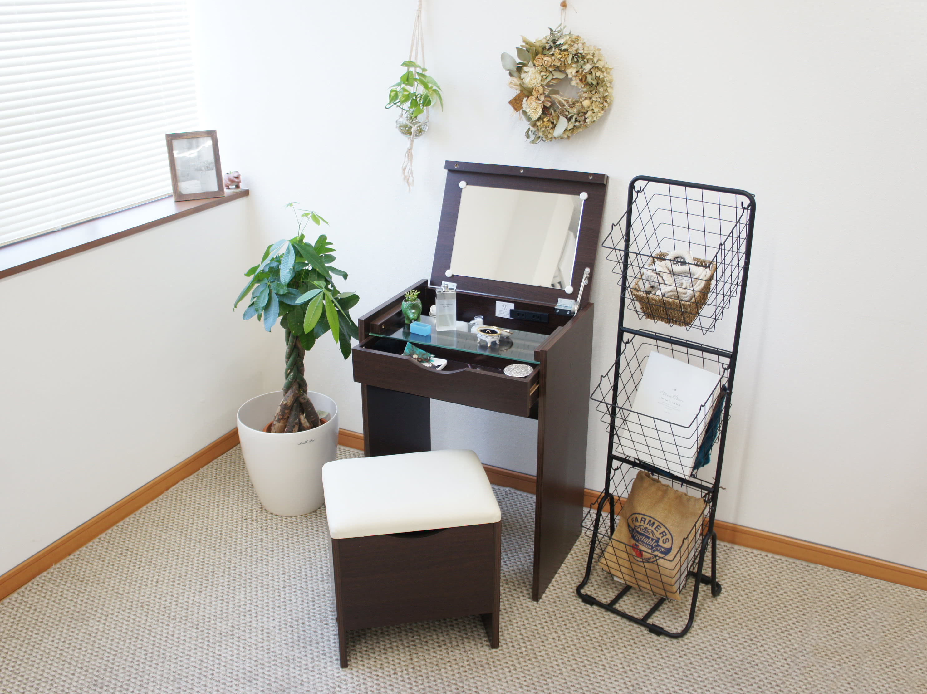 楽天市場】ドレッサー スツール付 鏡台 化粧台 ミラー 鏡 デスク