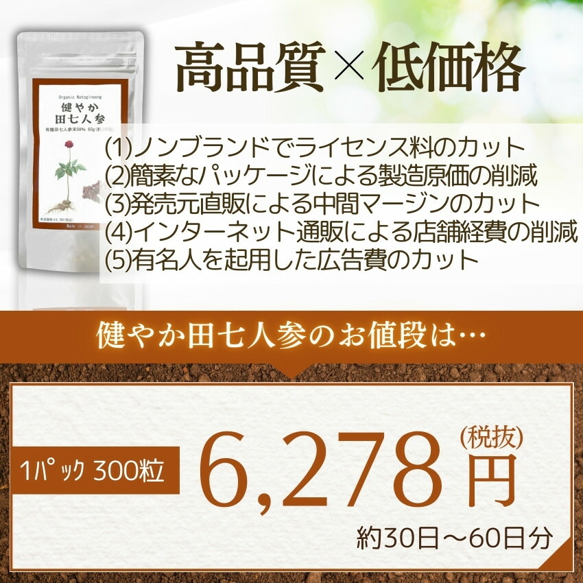 楽天市場】田七人参 サプリ 有機 jas 規格 使用｜お試し価格｜ 200mg