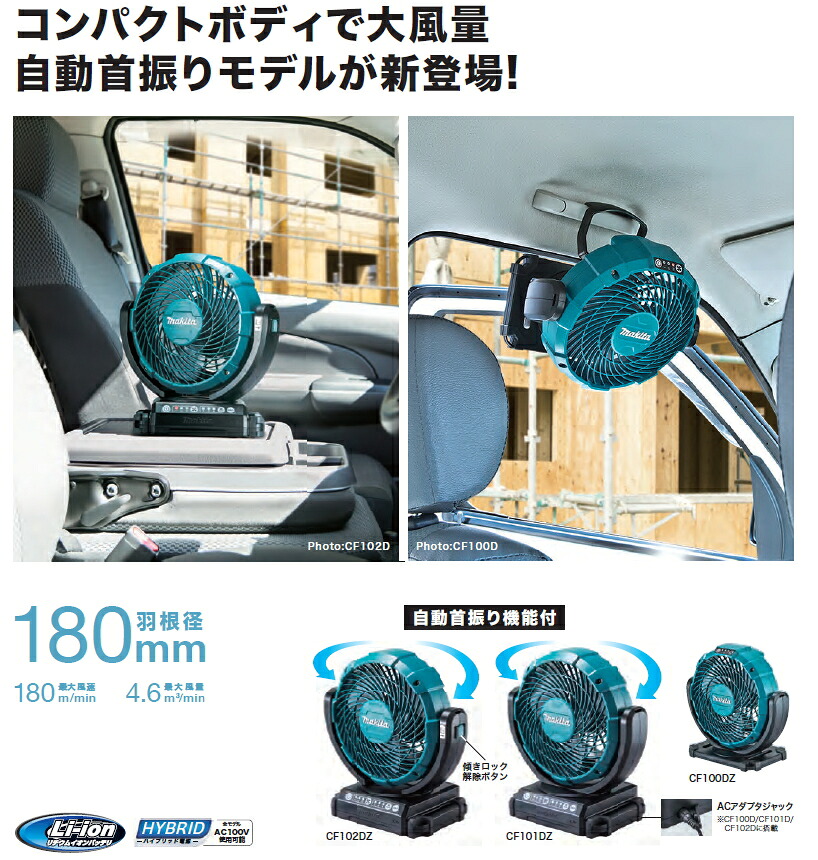 楽天市場】マキタ 扇風機 10.8V充電式ファン（スライド式バッテリー用