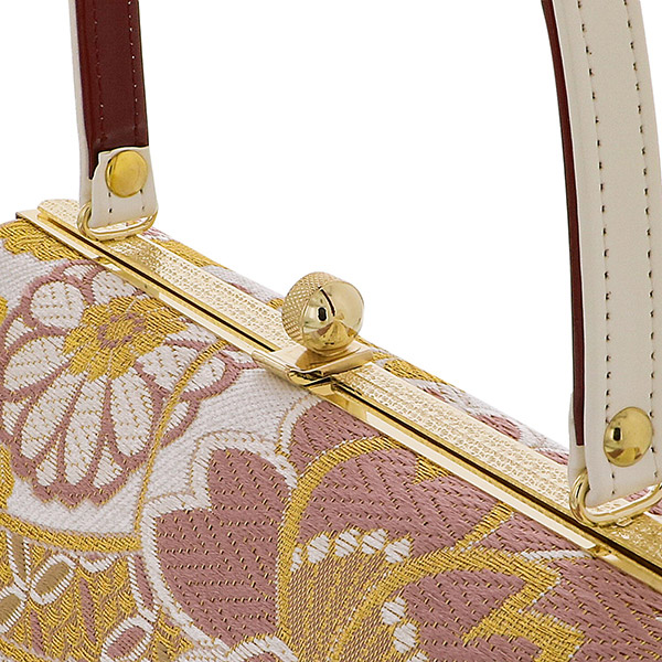 振袖 草履バッグセット「白 ピンクベージュ、八重桜に梅菊」LLサイズ