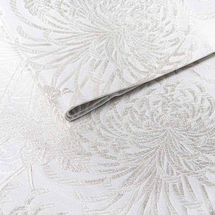 振袖 袋帯 単品「白地 白銀 糸菊」六通柄 日本製 お仕立て上がり 振袖