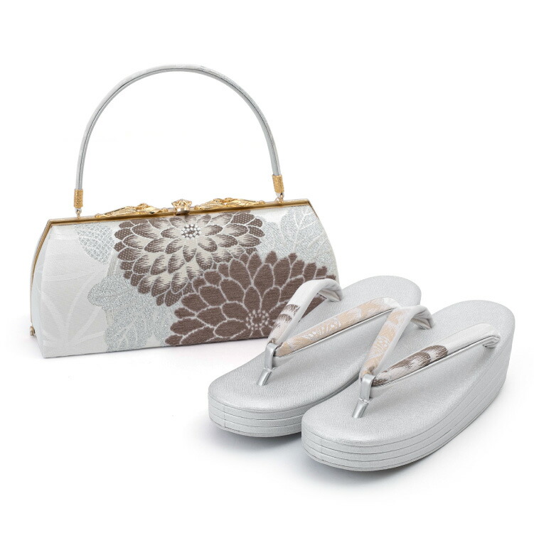 楽天市場】草履バッグ セット 世美庵 銀 シルバー Lサイズ 日本製 花柄