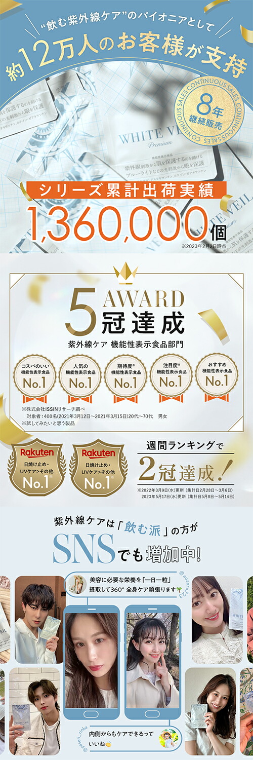 楽天市場】【定期購入】ホワイトヴェール プレミアム ( 2袋 60粒