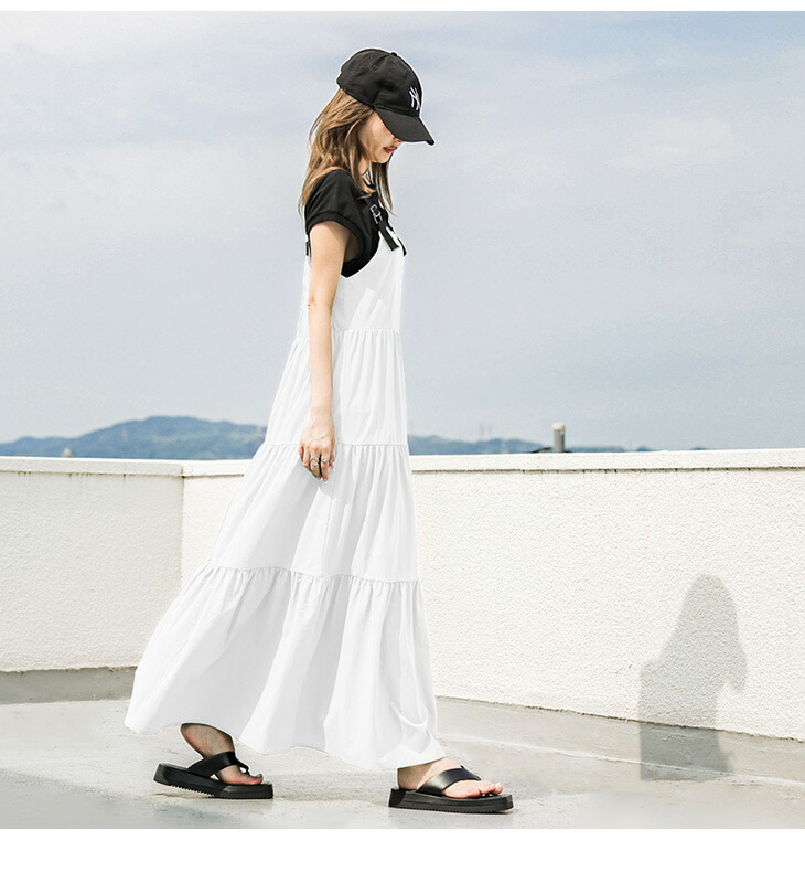 楽天市場】【半額クーポン対象】ジャンパースカート ティアード ロング