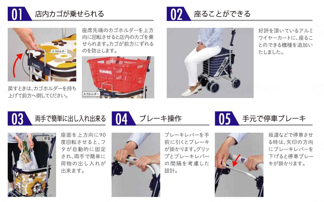 ショッピングカート スワレル オシャレ カラフル 歩行器 シルバーカー