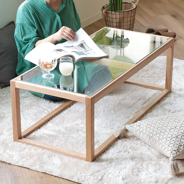 楽天市場】センターテーブル 幅110cm ガラステーブル ガラス天板 木製