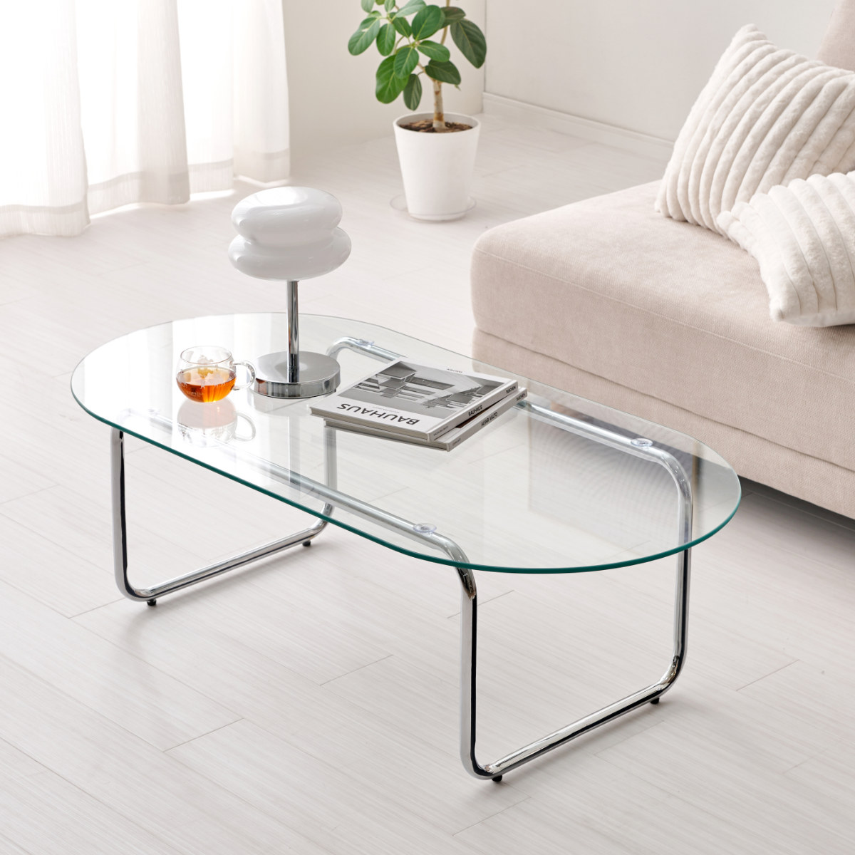 楽天市場】リビングテーブル 楕円 ガラス 幅120cm センターテーブル