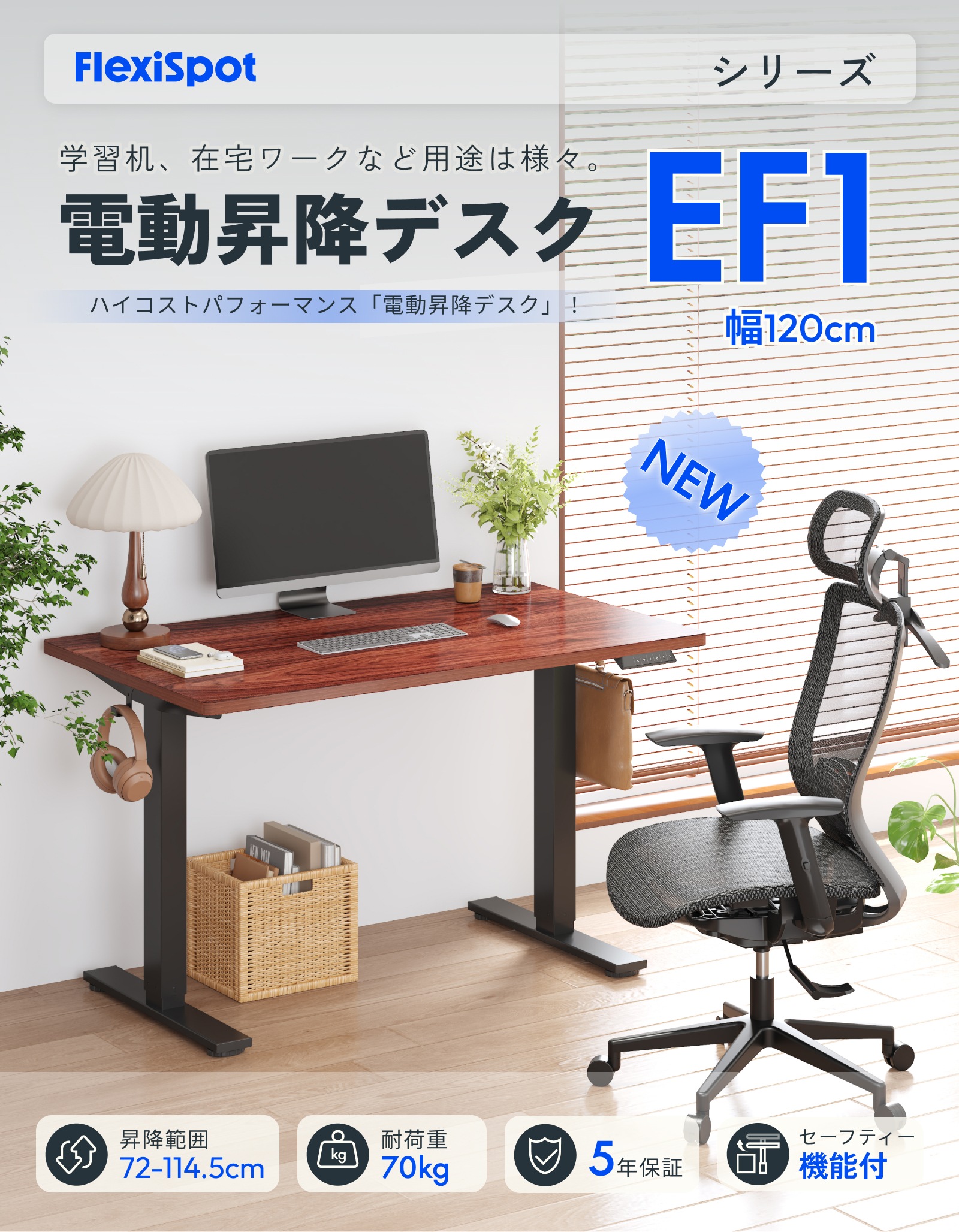 楽天市場】昇降デスク 電動 Flexispot EF1 天板120*60cm 昇降式